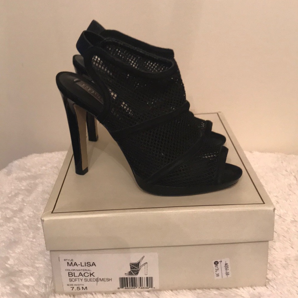 BCBGMAXAZRIA BLACK SOFT SUEDE MESH